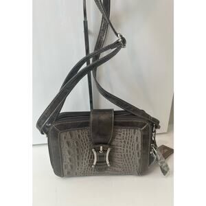 NWT Madi Claire Leather Croc Bronze and Gray Crossbody Purse Bag
